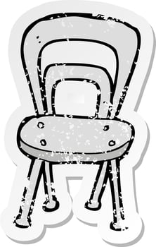retro distressed sticker of a cartoon chair vector