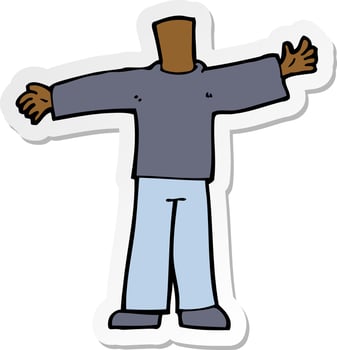 sticker of a cartoon body with open arms vector