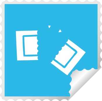 square peeling sticker cartoon cinema ticket vector