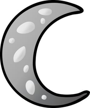 gradient cartoon doodle of a crescent moon vector