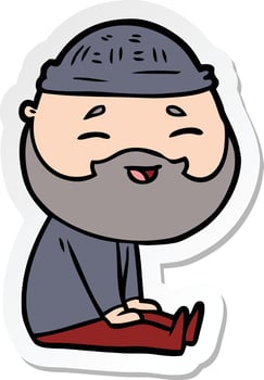 sticker of a cartoon happy bearded man vector