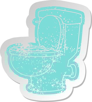 distressed old sticker of a bathroom toilet vector