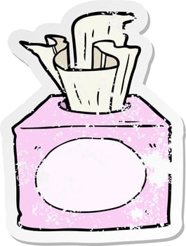 distressed sticker of a cartoon tissues vector