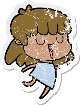 distressed sticker of a cartoon woman vector