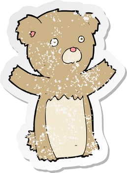 retro distressed sticker of a cartoon teddy bear vector