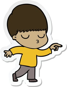 sticker of a cartoon calm boy vector