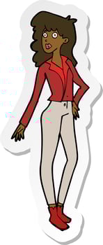 sticker of a cartoon pretty woman vector