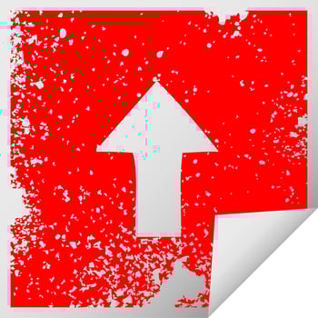 distressed square peeling sticker symbol pointing arrow vector