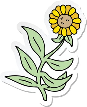 sticker of a quirky hand drawn cartoon flower vector