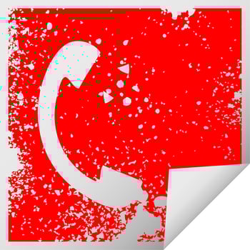 distressed square peeling sticker symbol telephone receiver vector