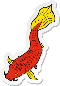 sticker of a cartoon fish vector