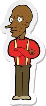 sticker of a cartoon mean old man vector