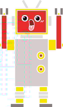 flat color retro cartoon robot vector