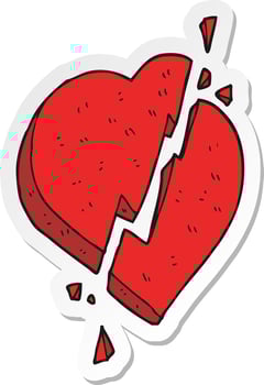 sticker of a cartoon broken heart symbol vector