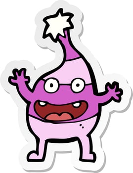 sticker of a cartoon funny creature vector