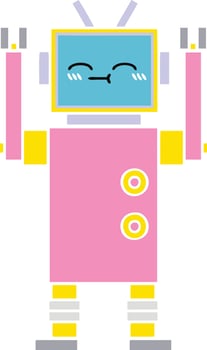 flat color retro cartoon robot vector