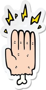 sticker of a cartoon magic halloween zombie hand vector