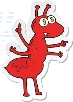 sticker of a cartoon ant vector