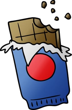 gradient cartoon doodle of a bar of chocolate vector