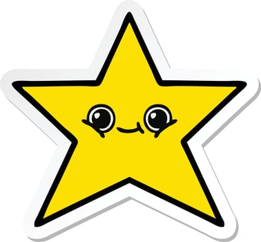 sticker of a cute cartoon gold star vector