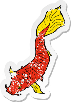 retro distressed sticker of a cartoon fish vector