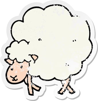 distressed sticker of a cartoon sheep vector