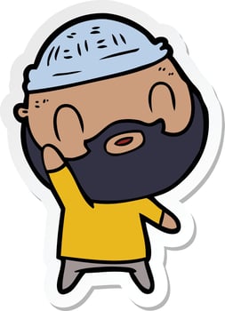 sticker of a cartoon bearded man vector