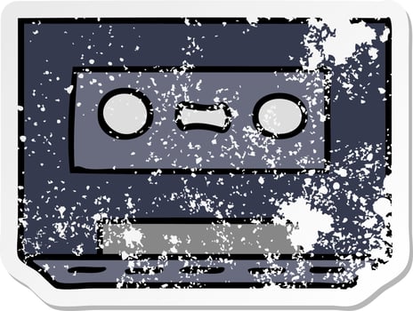 distressed sticker cartoon doodle of a distressed sticker cassette tape vector