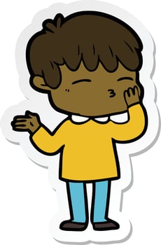 sticker of a cartoon curious boy vector
