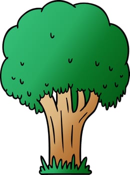 gradient cartoon doodle of a summer tree vector