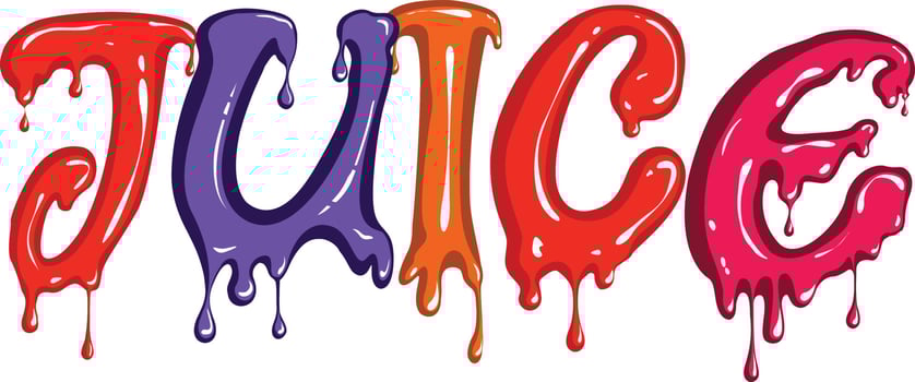 juice text with drip effect vector