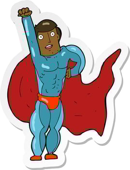 sticker of a cartoon superhero vector