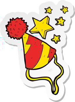 sticker of a cartoon party hat vector