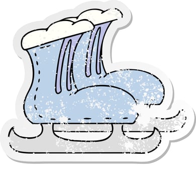 distressed sticker cartoon doodle ice skate boots vector