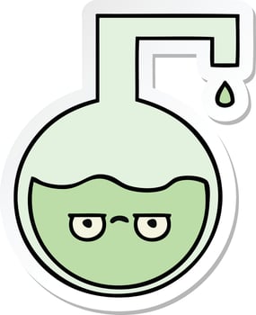 sticker of a cute cartoon science experiment vector
