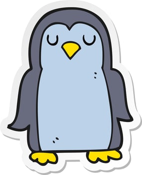 sticker of a cartoon penguin vector