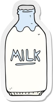 sticker of a cartoon milk bottle vector