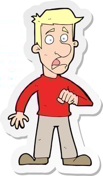 sticker of a cartoon shocked man vector