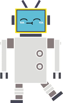 flat color retro cartoon robot vector