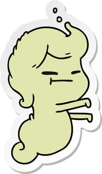 sticker cartoon of kawaii scary ghost vector