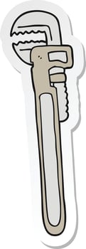 sticker of a cartoon adjustable wrench vector