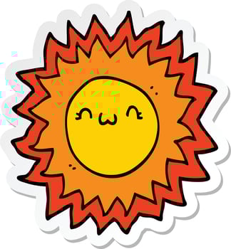 sticker of a cartoon sun vector