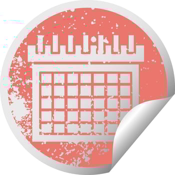distressed circular peeling sticker symbol work calendar vector