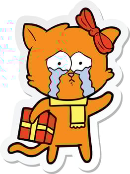 sticker of a cartoon cat vector