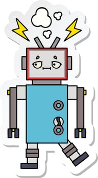 sticker of a cute cartoon robot vector