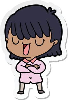 sticker of a cartoon woman vector