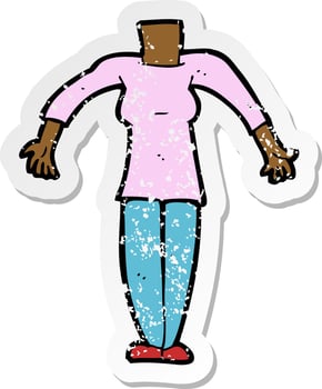 retro distressed sticker of a cartoon female body vector