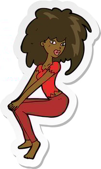 sticker of a cartoon woman with big hair vector