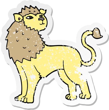 distressed sticker of a cartoon lion vector
