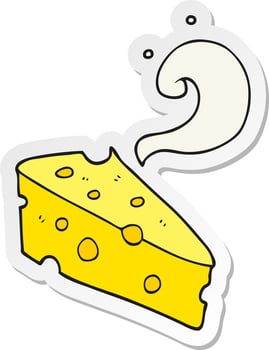 sticker of a cartoon cheese vector
